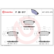 BREMBO fékbetétkészlet, tárcsafék BREMBO P 28 017 autóalkatrész
