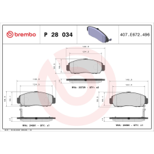 BREMBO fékbetétkészlet, tárcsafék BREMBO P 28 034 autóalkatrész