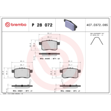 BREMBO fékbetétkészlet, tárcsafék BREMBO P 28 072 autóalkatrész