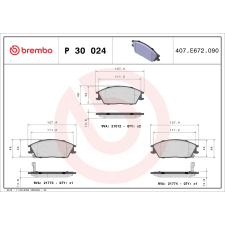 BREMBO fékbetétkészlet, tárcsafék BREMBO P 30 024 autóalkatrész