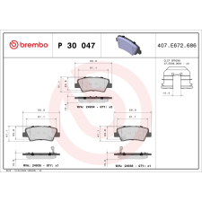 BREMBO fékbetétkészlet, tárcsafék BREMBO P 30 047 autóalkatrész