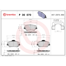 BREMBO fékbetétkészlet, tárcsafék BREMBO P 30 070 autóalkatrész