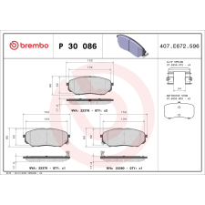 BREMBO fékbetétkészlet, tárcsafék BREMBO P 30 086 autóalkatrész
