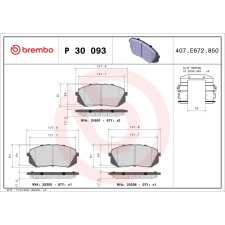 BREMBO fékbetétkészlet, tárcsafék BREMBO P 30 093 autóalkatrész