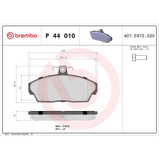 BREMBO fékbetétkészlet, tárcsafék BREMBO P 44 010 autóalkatrész
