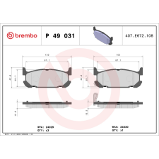 BREMBO fékbetétkészlet, tárcsafék BREMBO P 49 031 autóalkatrész