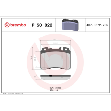 BREMBO fékbetétkészlet, tárcsafék BREMBO P 50 022 autóalkatrész