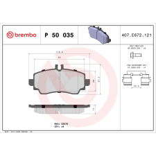 BREMBO fékbetétkészlet, tárcsafék BREMBO P 50 035 autóalkatrész