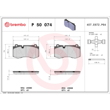 BREMBO fékbetétkészlet, tárcsafék BREMBO P 50 074 autóalkatrész