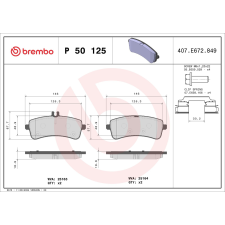 BREMBO fékbetétkészlet, tárcsafék BREMBO P 50 125 autóalkatrész