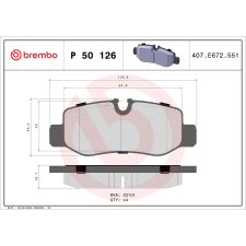 BREMBO fékbetétkészlet, tárcsafék BREMBO P 50 126 autóalkatrész
