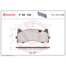 BREMBO fékbetétkészlet, tárcsafék BREMBO P 50 154 autóalkatrész