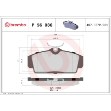 BREMBO fékbetétkészlet, tárcsafék BREMBO P 56 036 autóalkatrész