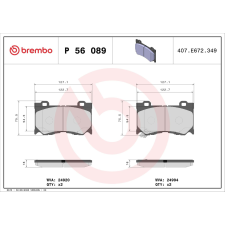 BREMBO fékbetétkészlet, tárcsafék BREMBO P 56 089 autóalkatrész