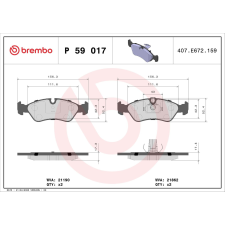 BREMBO fékbetétkészlet, tárcsafék BREMBO P 59 017 autóalkatrész