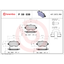 BREMBO fékbetétkészlet, tárcsafék BREMBO P 59 038 autóalkatrész