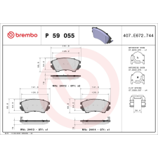 BREMBO fékbetétkészlet, tárcsafék BREMBO P 59 055 autóalkatrész