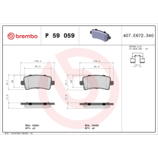 BREMBO fékbetétkészlet, tárcsafék BREMBO P 59 059 autóalkatrész