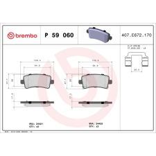 BREMBO fékbetétkészlet, tárcsafék BREMBO P 59 060 autóalkatrész