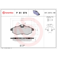 BREMBO fékbetétkészlet, tárcsafék BREMBO P 61 074 autóalkatrész