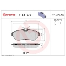 BREMBO fékbetétkészlet, tárcsafék BREMBO P 61 075 autóalkatrész