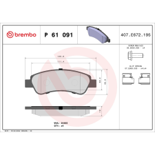 BREMBO fékbetétkészlet, tárcsafék BREMBO P 61 091 autóalkatrész