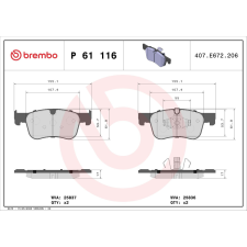 BREMBO fékbetétkészlet, tárcsafék BREMBO P 61 116 autóalkatrész