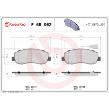 BREMBO fékbetétkészlet, tárcsafék BREMBO P 68 062 autóalkatrész