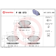 BREMBO fékbetétkészlet, tárcsafék BREMBO P 68 073 autóalkatrész