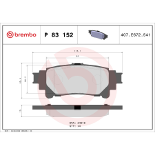 BREMBO fékbetétkészlet, tárcsafék BREMBO P 83 152 autóalkatrész