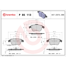 BREMBO fékbetétkészlet, tárcsafék BREMBO P 85 113X autóalkatrész