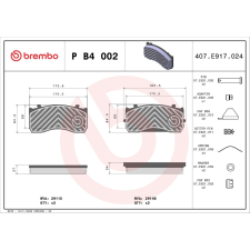 BREMBO fékbetétkészlet, tárcsafék BREMBO P B4 002 autóalkatrész