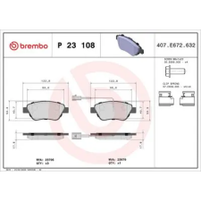 BREMBO fékbetétkészlet, tárcsafék P 23 108 autóalkatrész
