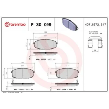 BREMBO fékbetétkészlet, tárcsafék P 30 099 autóalkatrész