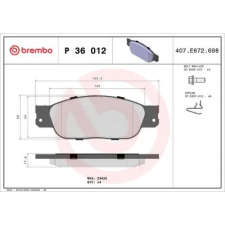 BREMBO fékbetétkészlet, tárcsafék P 36 012 fékbetét