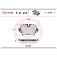 BREMBO fékbetétkészlet, tárcsafék P 36 032 autóalkatrész