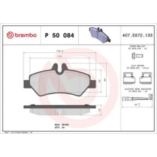 BREMBO fékbetétkészlet, tárcsafék P 50 084 autóalkatrész