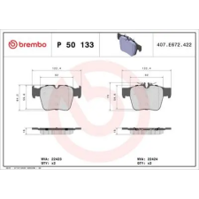 BREMBO fékbetétkészlet, tárcsafék P 50 133 autóalkatrész
