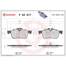 BREMBO fékbetétkészlet, tárcsafék P 52 017 autóalkatrész