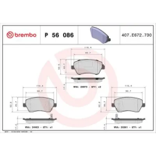 BREMBO fékbetétkészlet, tárcsafék P 56 086 fékbetét