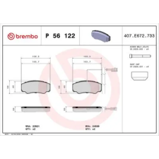 BREMBO fékbetétkészlet, tárcsafék P 56 122 autóalkatrész