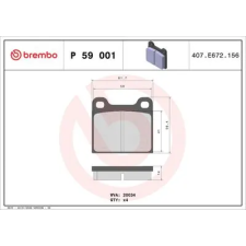 BREMBO fékbetétkészlet, tárcsafék P 59 001 autóalkatrész