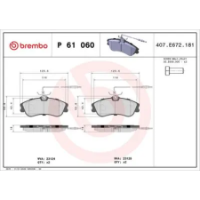 BREMBO fékbetétkészlet, tárcsafék P 61 060 autóalkatrész