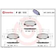 BREMBO fékbetétkészlet, tárcsafék P 61 111 autóalkatrész