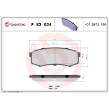 BREMBO fékbetétkészlet, tárcsafék P 83 024 autóalkatrész