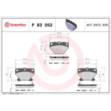 BREMBO fékbetétkészlet, tárcsafék P 83 052 autóalkatrész