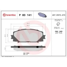 BREMBO fékbetétkészlet, tárcsafék P 83 141 autóalkatrész