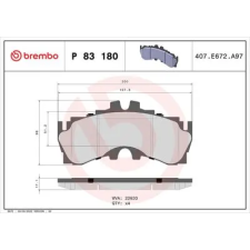 BREMBO fékbetétkészlet, tárcsafék P 83 180 autóalkatrész