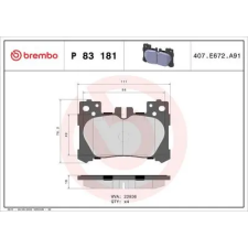 BREMBO fékbetétkészlet, tárcsafék P 83 181 autóalkatrész