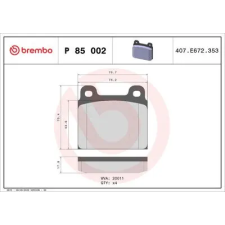 BREMBO fékbetétkészlet, tárcsafék P 85 002 autóalkatrész